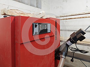 Solid-fuel boiler with pellet-fuel in boiler room