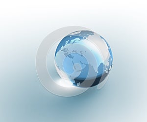 Solid glass globe Earth transparent