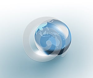 Solid glass globe Earth transparent