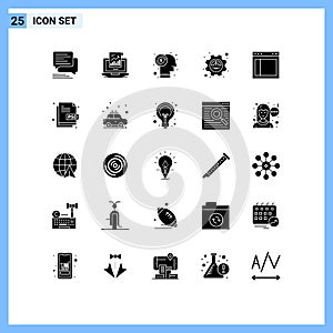 Solid Glyph Pack of 25 Universal Symbols of productivity, excellency, laptop, efficiency, dollar