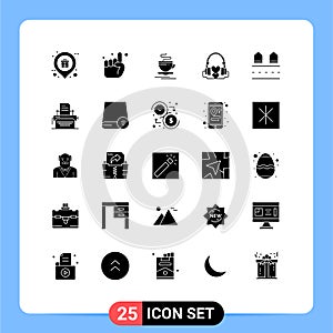 Solid Glyph Pack of 25 Universal Symbols of wedding, love, belive, hearts, hotel
