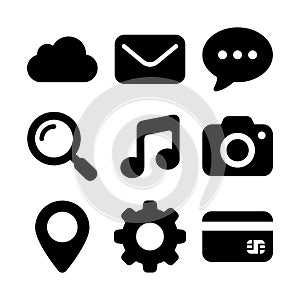 Solid Glyph Style Essential Interface Symbol Icon Set Design Elements