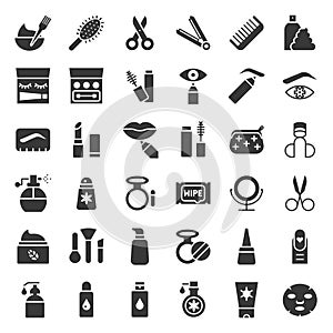 Solid or glyphs icon, cosmetic and personal care products