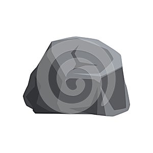 Solid gray stone with lights and shadows. Large mountain rock. Geology theme. Natural vector element for map or mobile