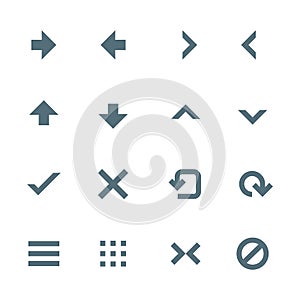 Solid grey various navigation menu buttons icons set