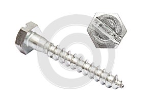 Solid, high strength steel screw.