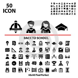 Solid icon set back to school suitable for mobile, apps store, website, and more.With editable stroke 48x48 pixel perfect