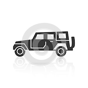 Solid icons for Car side view and shadow,vector illustrations