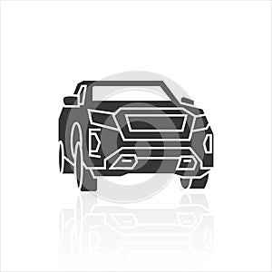 Solid icons for Car side view and shadow,vector illustrations