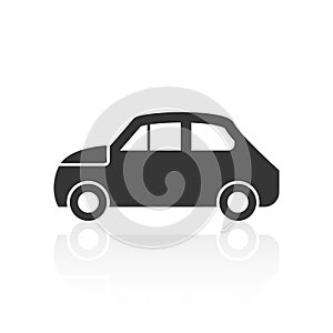 Solid icons for Car side view and shadow,vector illustrations