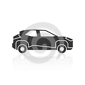 Solid icons for Car side view and shadow,vector illustrations
