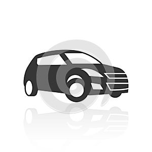 Solid icons for Car side view and shadow,vector illustrations