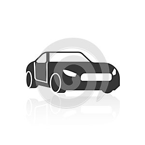 Solid icons for Car side view and shadow,vector illustrations