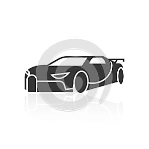 Solid icons for Car side view and shadow,vector illustrations