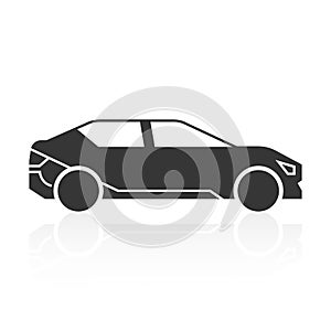 Solid icons for Car side view and shadow,vector illustrations