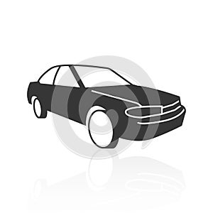 Solid icons for Car side view and shadow,vector illustrations