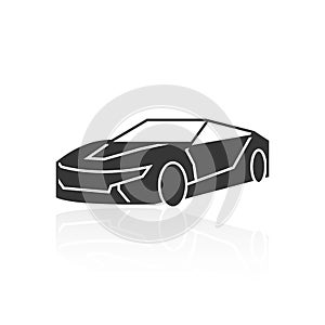 Solid icons for Car side view and shadow,vector illustrations