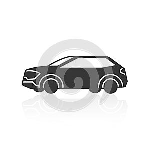 Solid icons for Car side view and shadow,vector illustrations