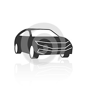 Solid icons for Car side view and shadow,vector illustrations