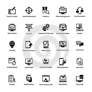 Solid Icons Design Set Web and Graphic Designing