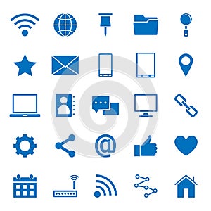 Solid icons of internet icons on white background