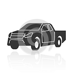 Solid icons for Pickup truck and shadow,vector illustrations