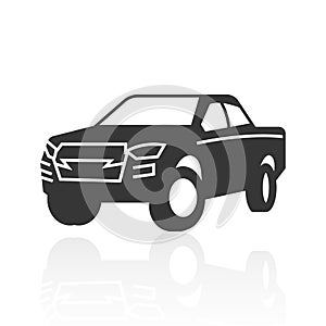 Solid icons for Pickup truck and shadow,vector illustrations