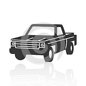 Solid icons for Pickup truck and shadow,vector illustrations