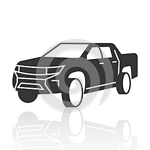 Solid icons for Pickup truck and shadow,vector illustrations