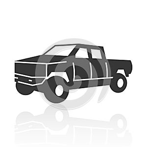 Solid icons for Pickup truck and shadow,vector illustrations