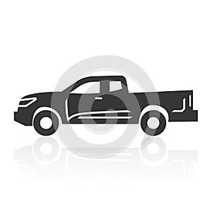 Solid icons for Pickup truck and shadow,vector illustrations