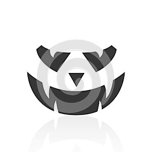 Solid icons for Scary Halloween pumpkin faces and shadow,vector illustrations