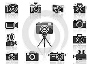 Solid icons set,Camera and shadow,vector illustrations