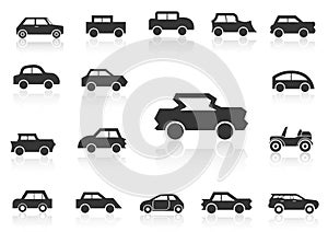 Solid icons set,transportation,Black Car side view and shadow,vector illustrations