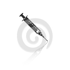 Solid icons for Syringe and shadow,vector illustrations,isolated on white