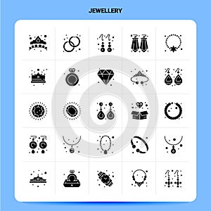 Solid 25 Jewellery Icon set. Vector Glyph Style Design Black Icons Set. Web and Mobile Business ideas design Vector Illustration