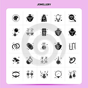 Solid 25 Jewellery Icon set. Vector Glyph Style Design Black Icons Set. Web and Mobile Business ideas design Vector Illustration