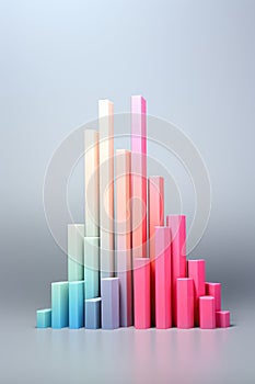 Solid Light Color 3D Business Growth Chart AI Generated