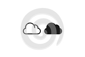 solid and outline icon of cloud