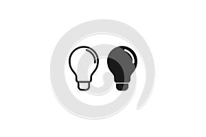 solid and outline icon of lightbulb off