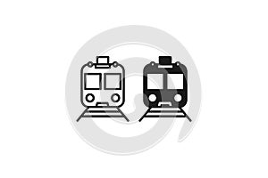 solid and outline icon of train