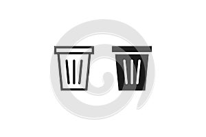 solid and outline icon of trash