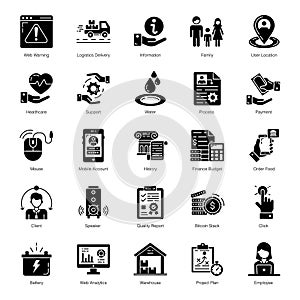 Solid Outline Icons In Modern Style