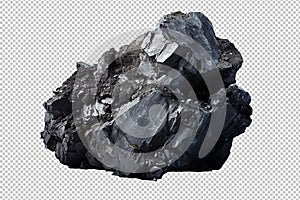A solid piece of coal isolated on clear white and transparent background