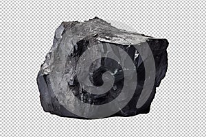 A solid piece of coal isolated on clear white and transparent background