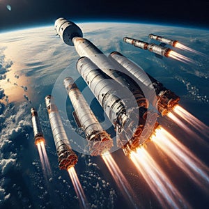 Solid Rocket Boosters Separate from Space Shuttle in the Stratosphere