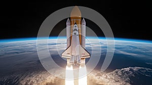 Solid Rocket Boosters Separate from Space Shuttle in the Stratosphere