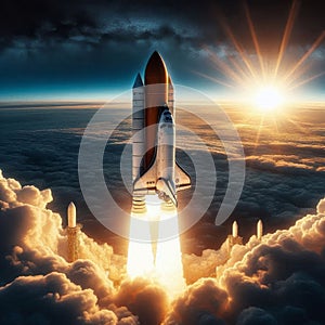 Solid Rocket Boosters Separate from Space Shuttle in the Stratosphere