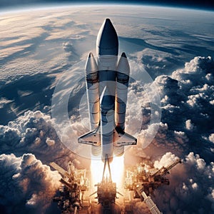 Solid Rocket Boosters Separate from Space Shuttle in the Stratosphere