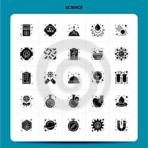 Solid 25 Science Icon set. Vector Glyph Style Design Black Icons Set. Web and Mobile Business ideas design Vector Illustration